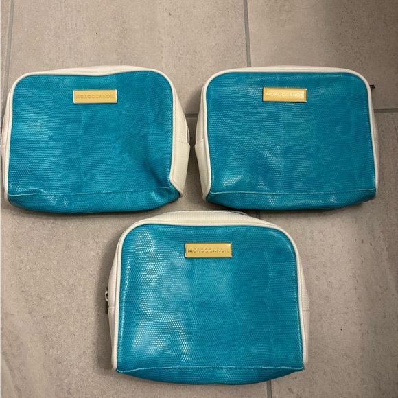 Moroccanoil Blue Cosmetic Makeup / Travel Zipper Bag  Set Of 3 - Picture 1 of 2